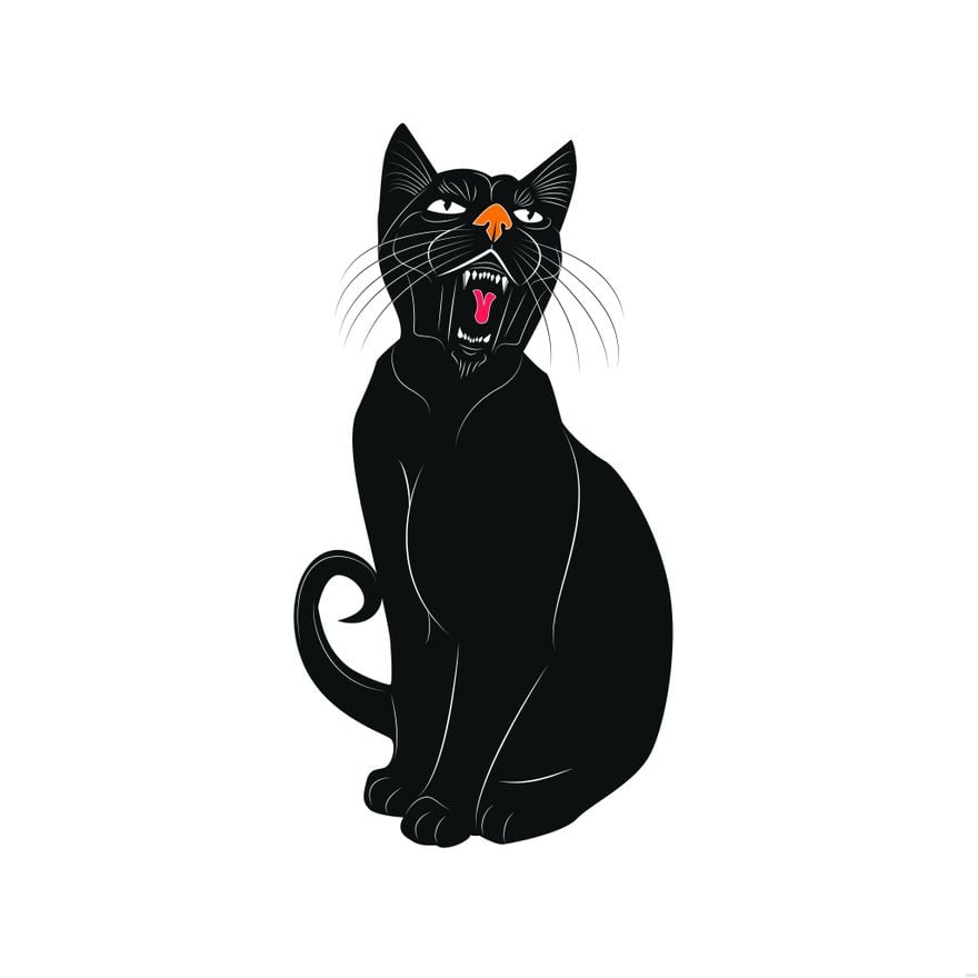 Free Wild Black Rabid Cat Vector Template in Illustrator, EPS, SVG, JPG, PNG