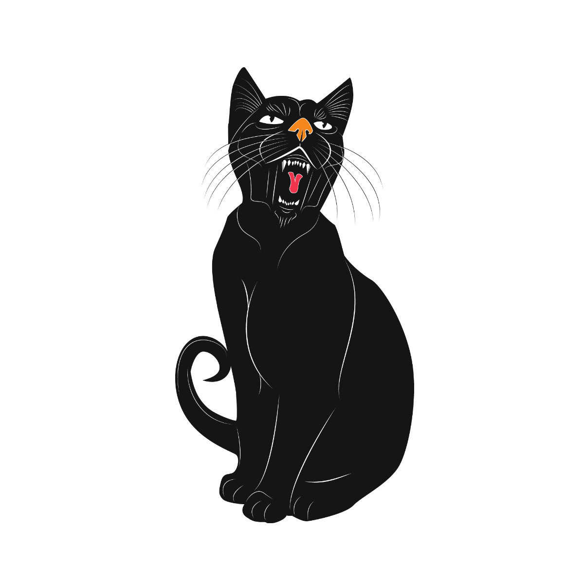 Wild Black Rabid Cat Vector Template