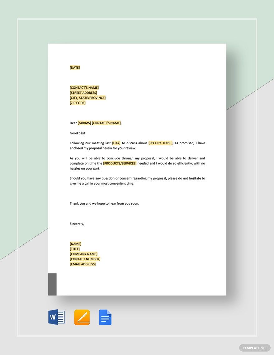 Enclosed Proposal for Review Template