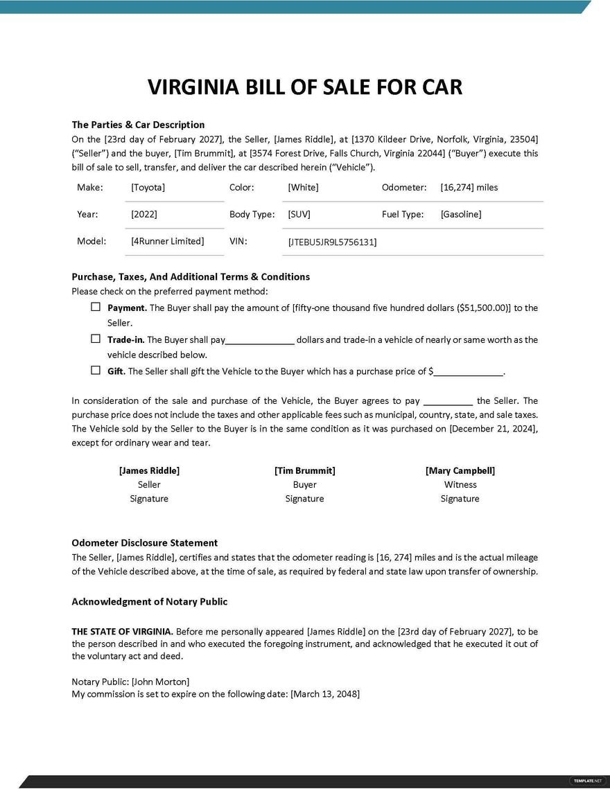 Free Fillable Virginia Bill Of Sale Form Pdf Templates My Xxx Hot Girl 2853