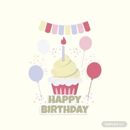 Happy Birthday Cupcake Vector Template