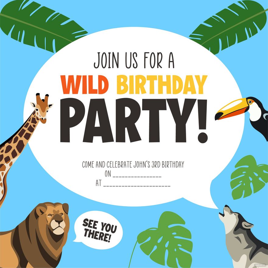 Free Happy Birthday Invitation Vector With Animals