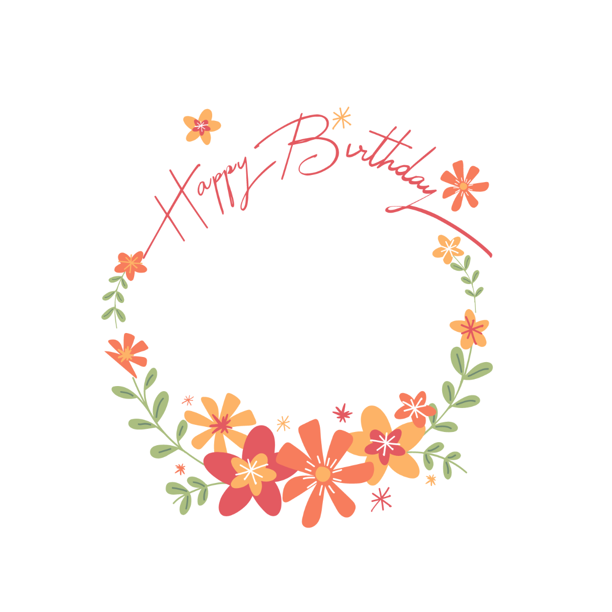 Floral Happy Birthday Border Vector Template