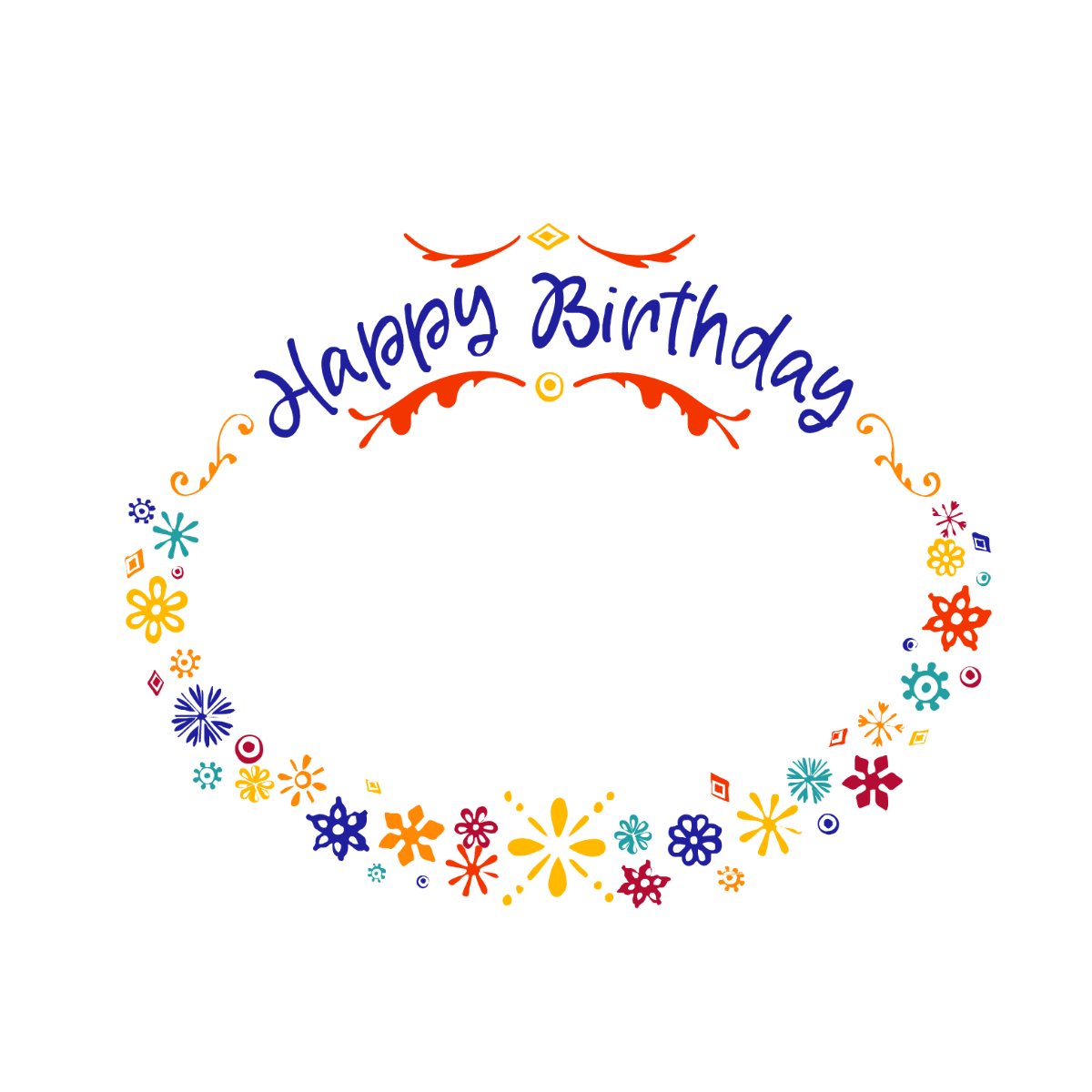 Happy Birthday Ornament Border Vector Template
