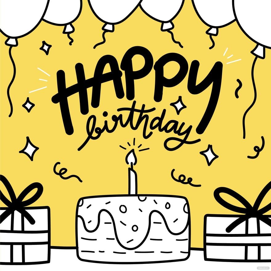 Free Doodle Birthday Card Vector