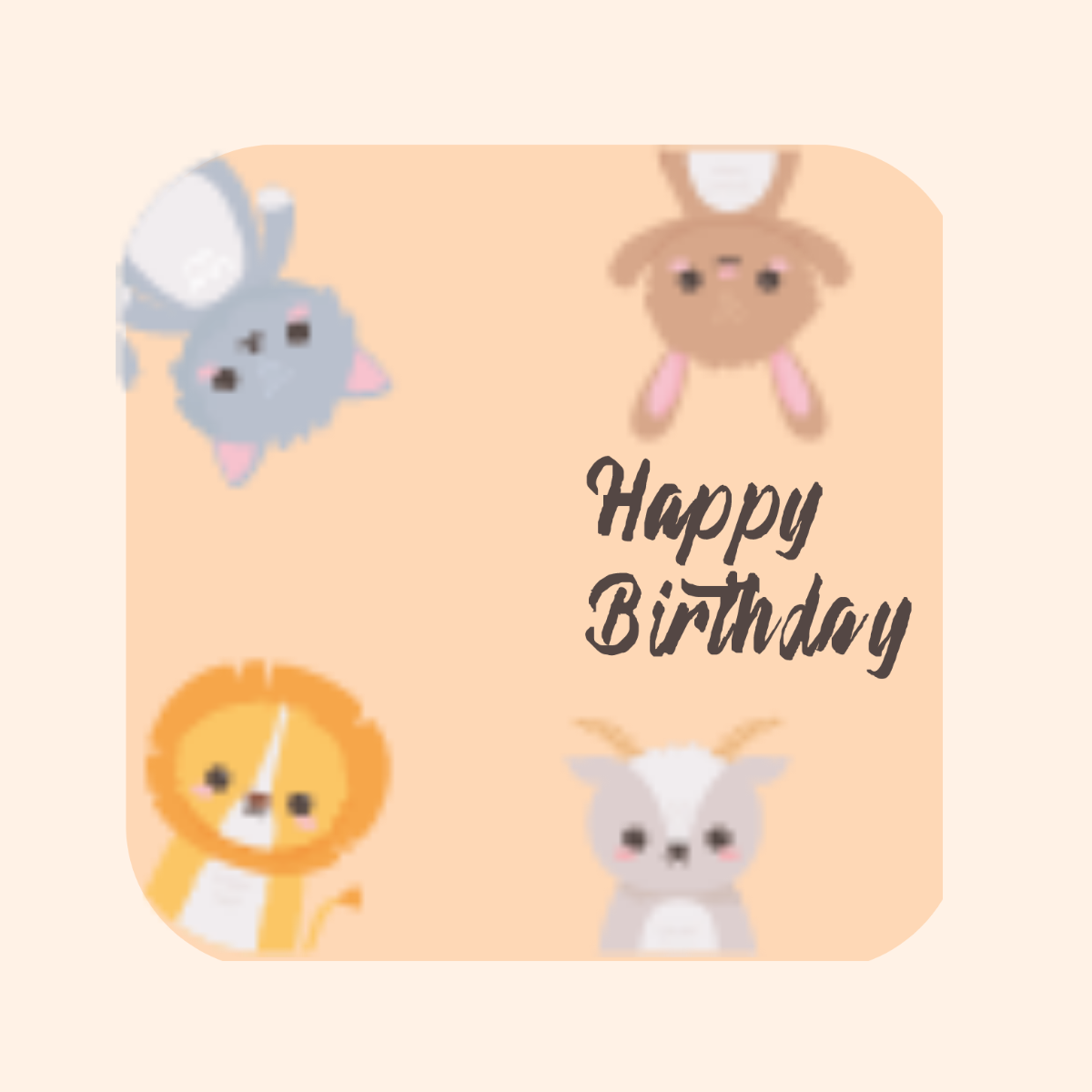 Animals Happy Birthday Vector Template