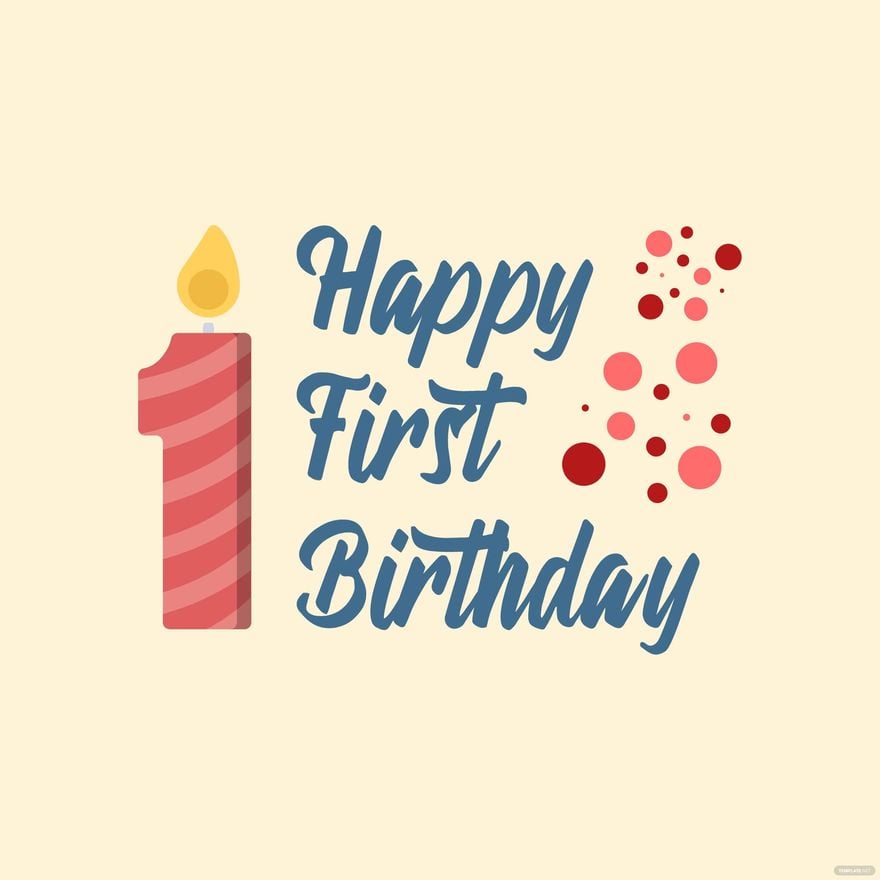 Free Happy First Birthday Candle Vector