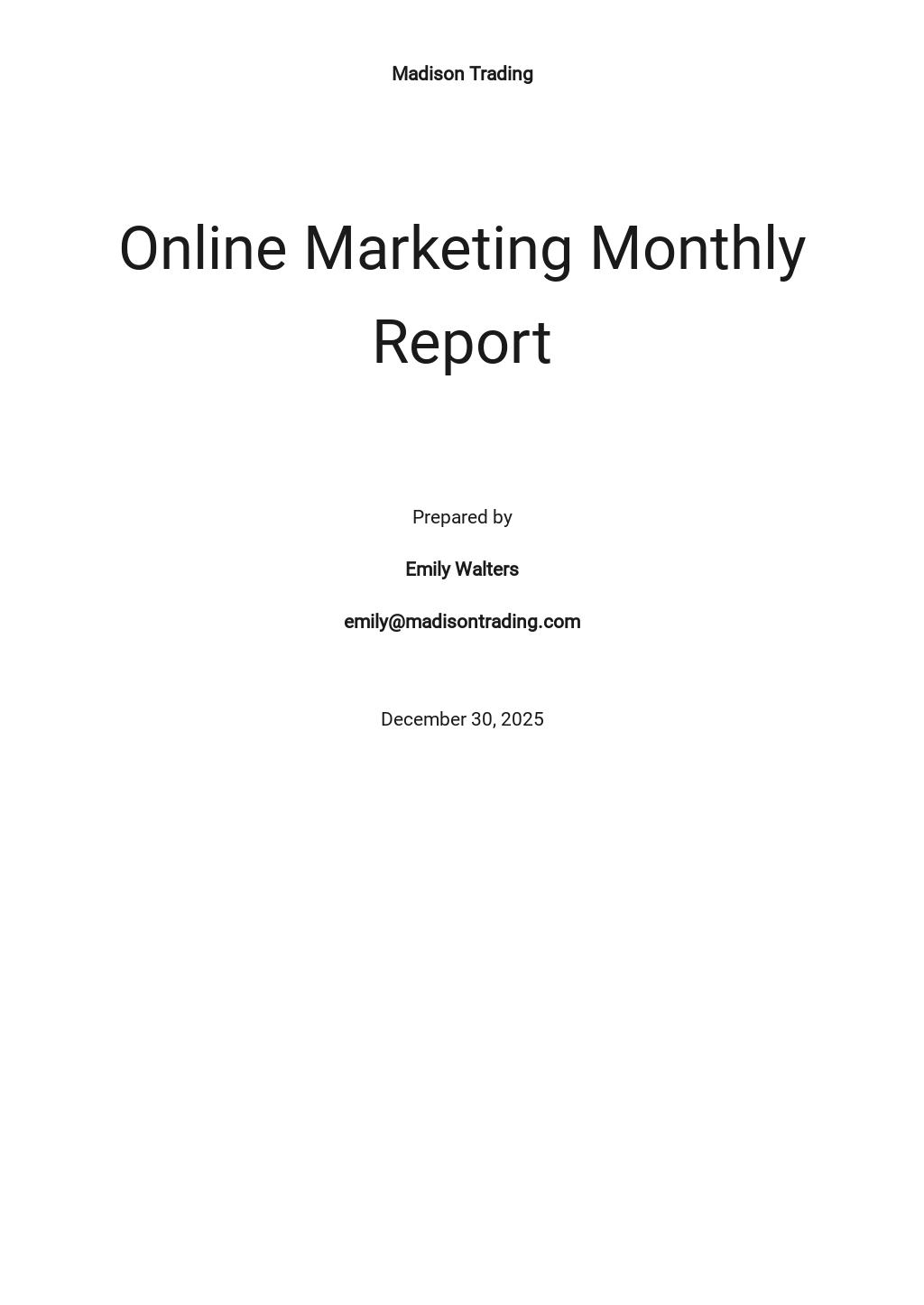 Simple Monthly Financial Report Template in Google Docs Google Sheets