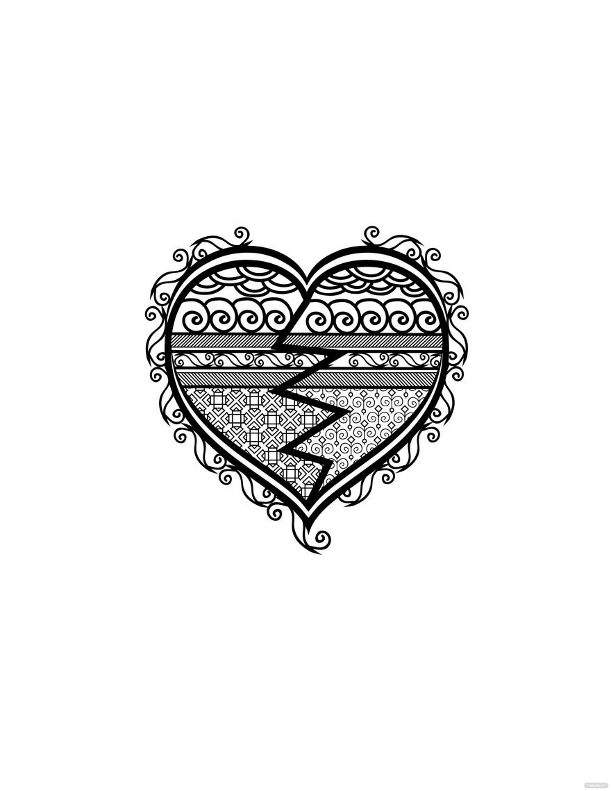 Free Gothic Broken Heart Drawing