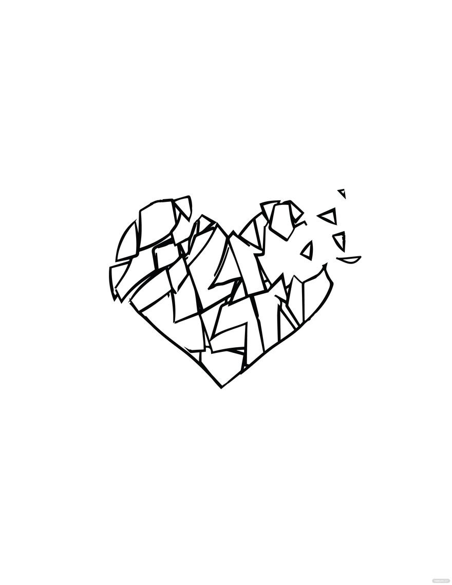 Free Black And White Broken Heart Drawing