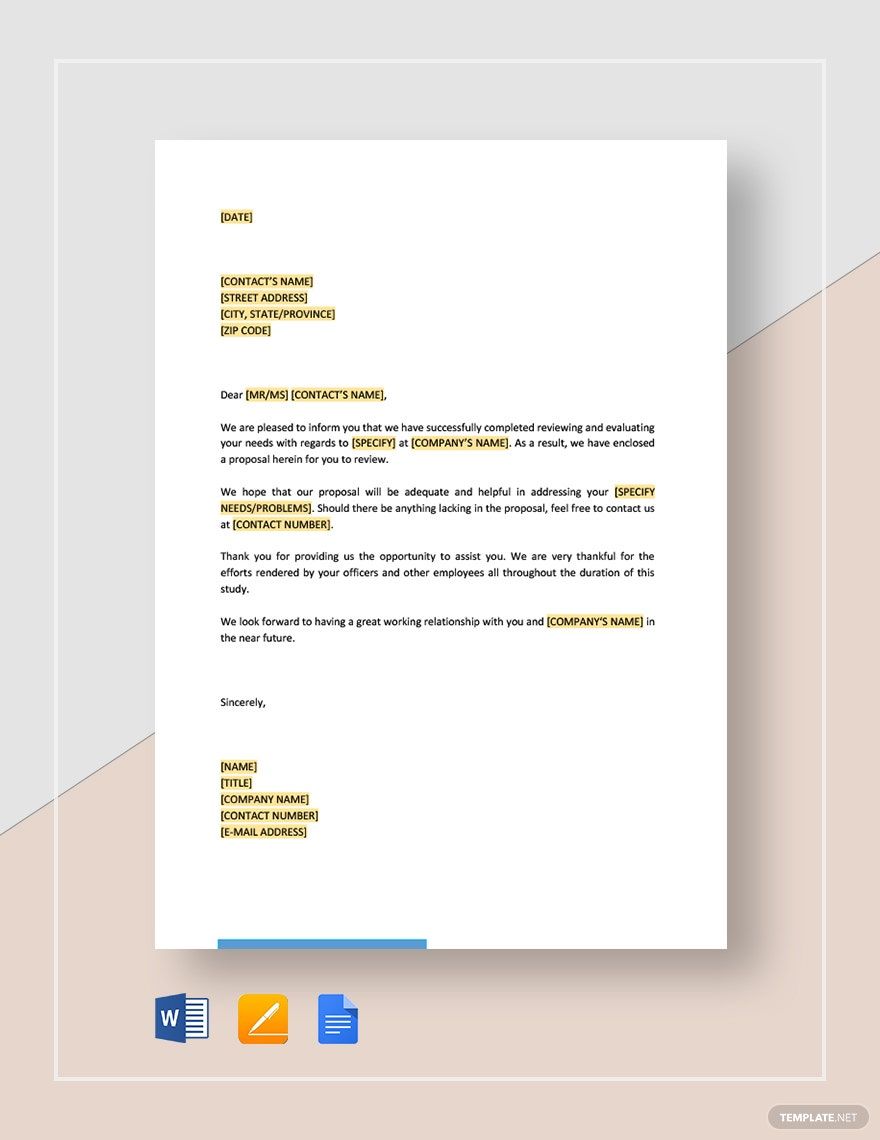 Free Letter Enclosing Proposal Long Template