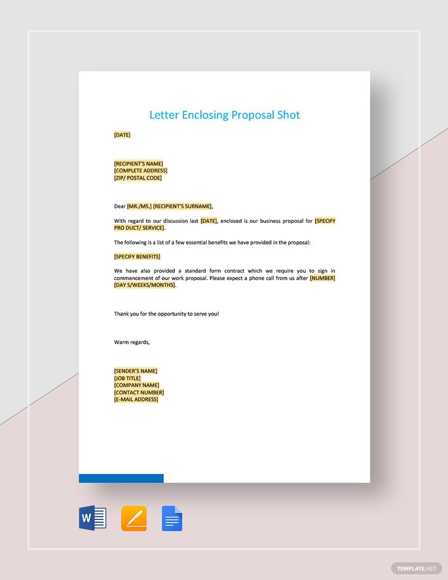 Letter Enclosing Proposal Short