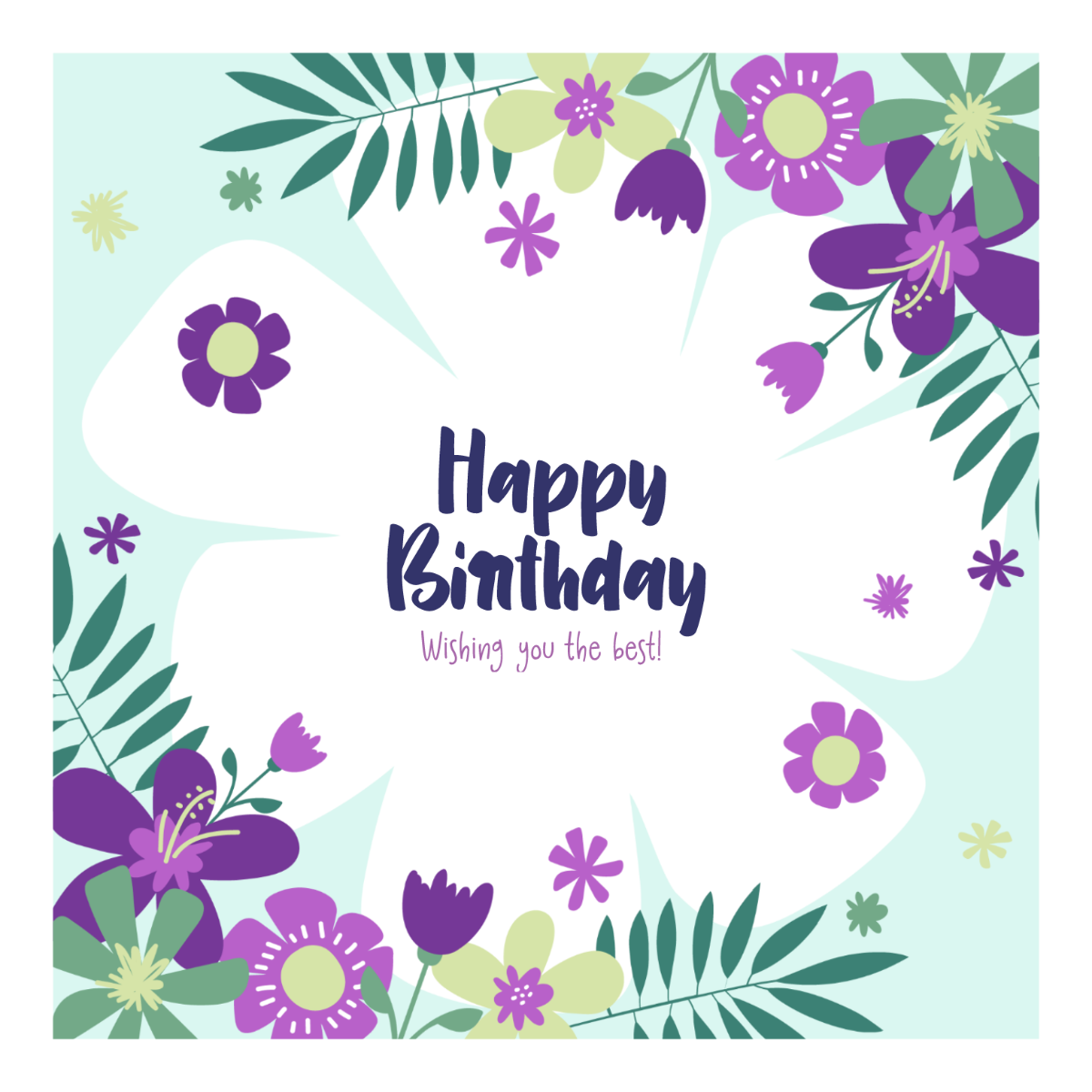 Floral Birthday Card Vector Template