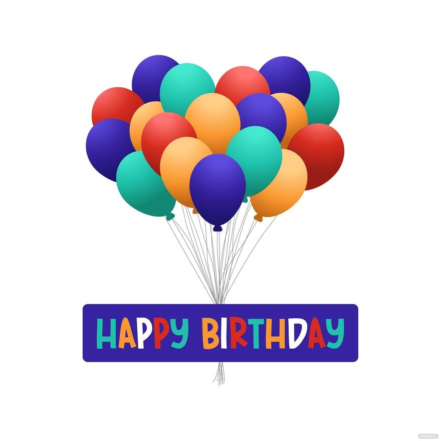 ballon background happy birthday card Template