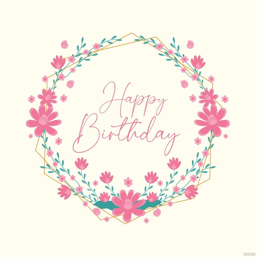 Free Floral Happy Birthday Frame Vector