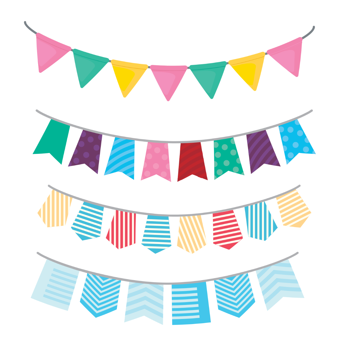 Happy Birthday Bunting Flags Vector Template
