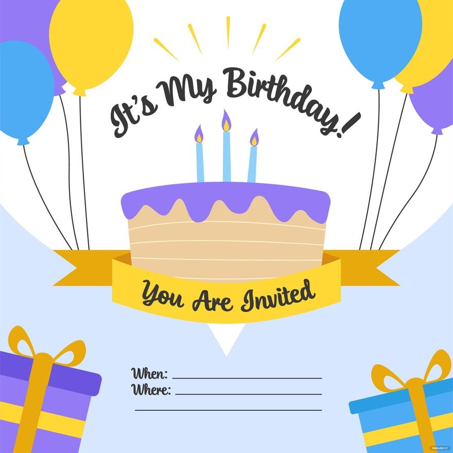 Free Happy Birthday Invitation Card Vector