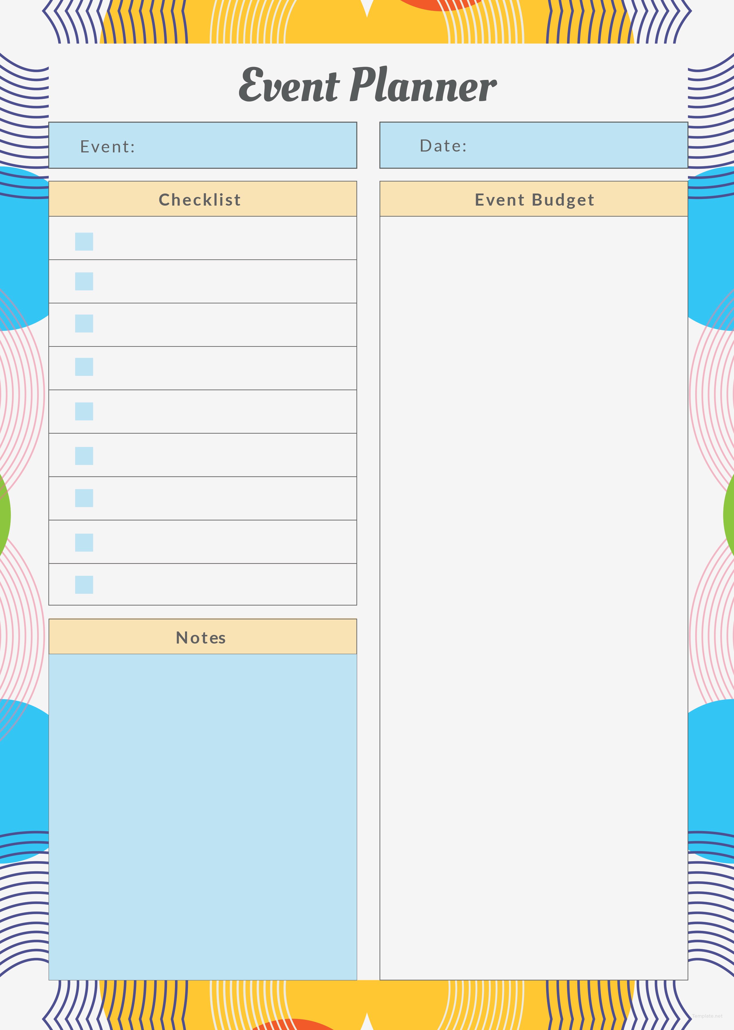 Free Event Planner Template in Adobe Illustrator, InDesign