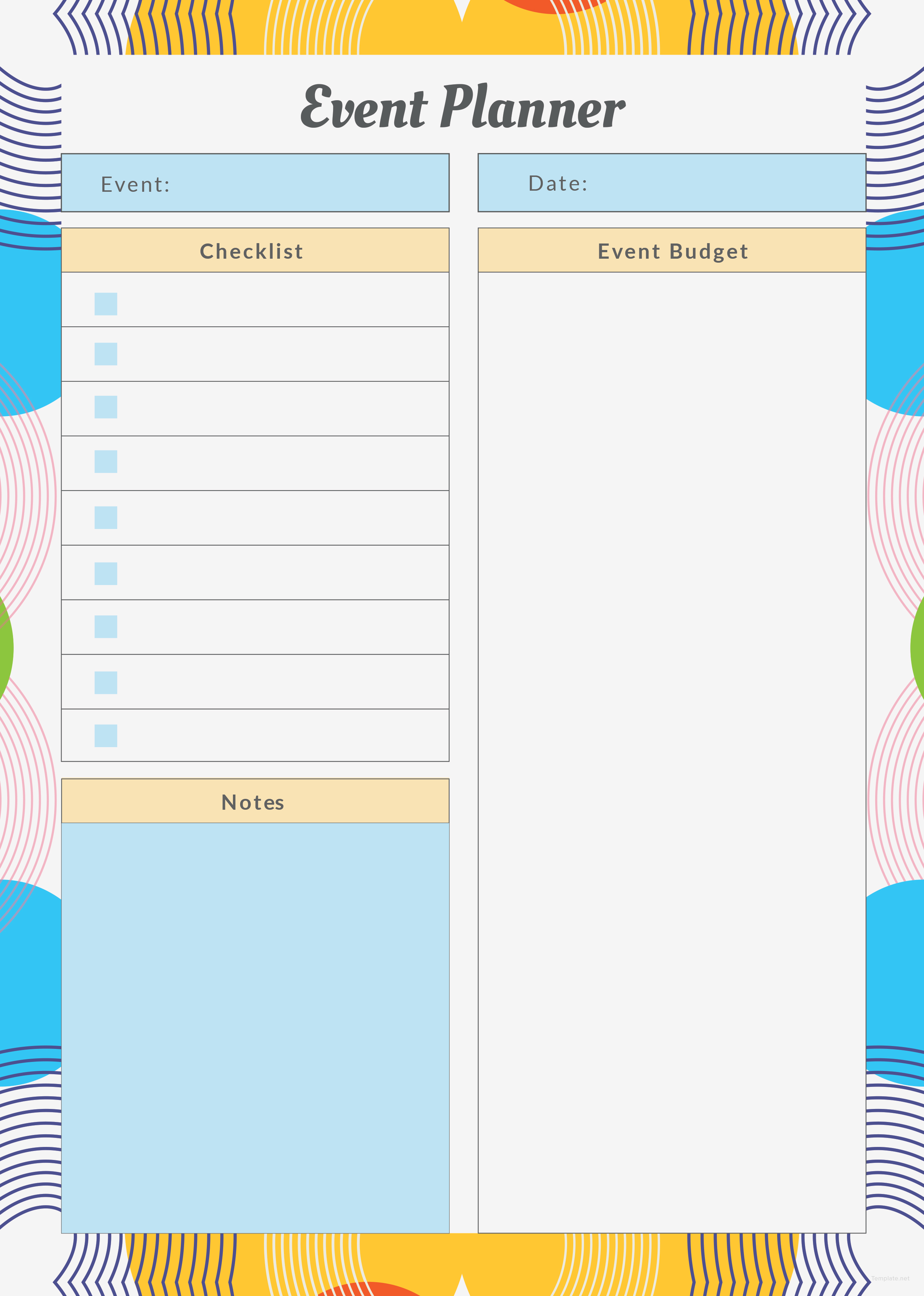 Free Event Planner Template in Adobe Photoshop Illustrator InDesign