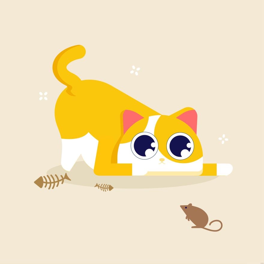 Free Cartoon Cat Illustration in Illustrator, EPS, SVG, JPG, PNG