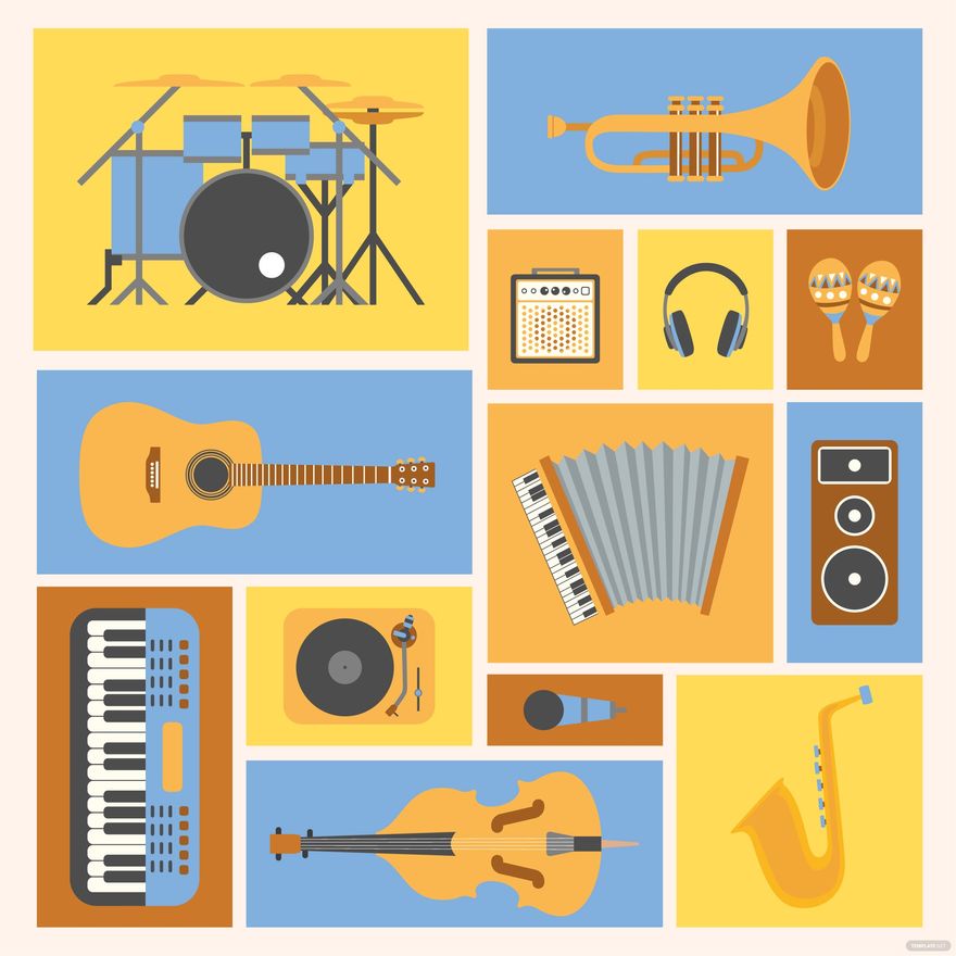 Musical Instruments Collage Vector
