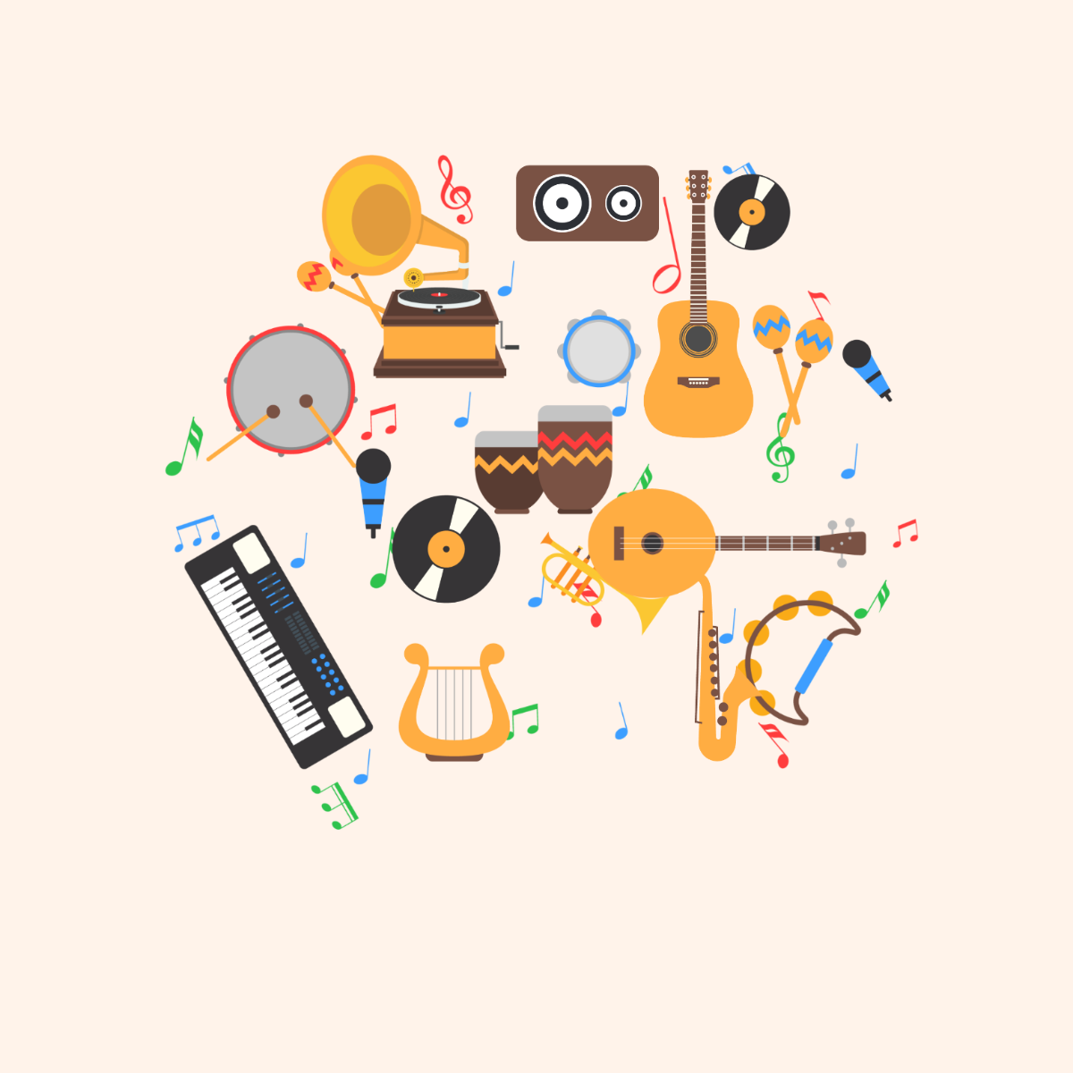 Free Musical Instruments Shape Vector