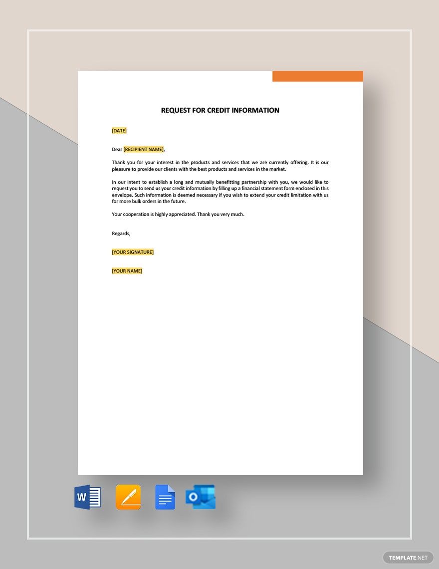 Request for Credit Information Template