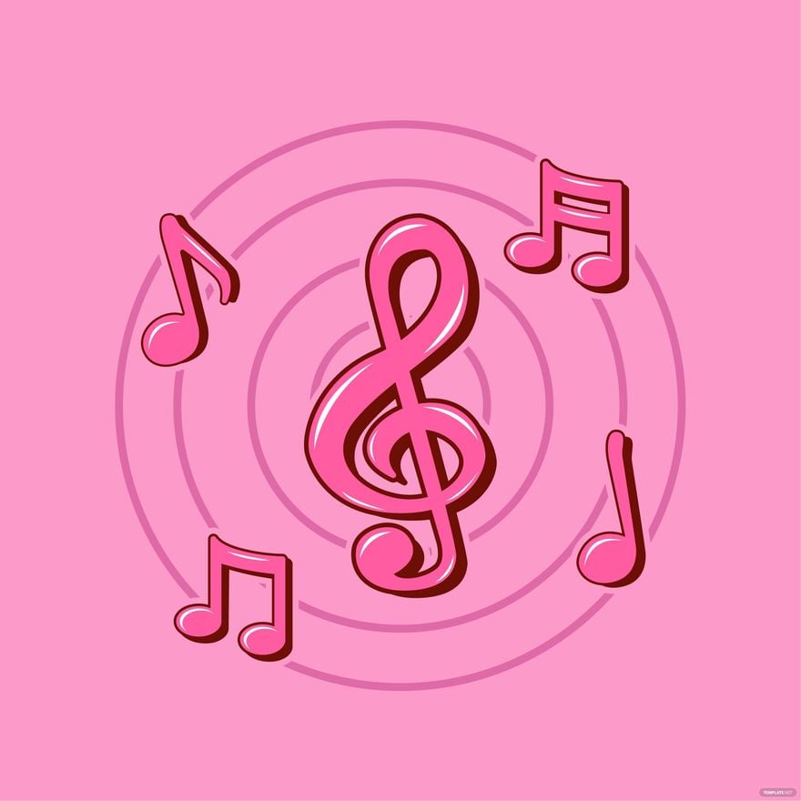 Pink Music Note Vector