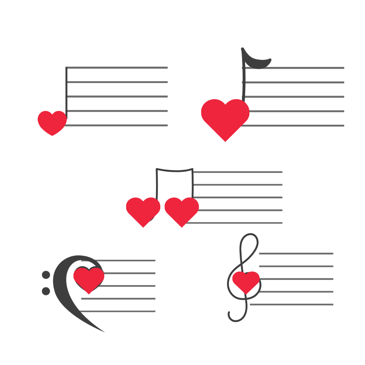 Free Music Note Heart Vector