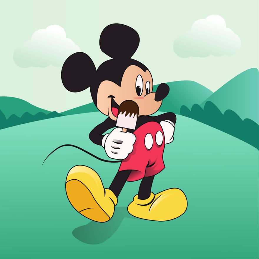 Mickey Mouse Illustration in Illustrator, SVG, JPG, EPS, PNG - Download