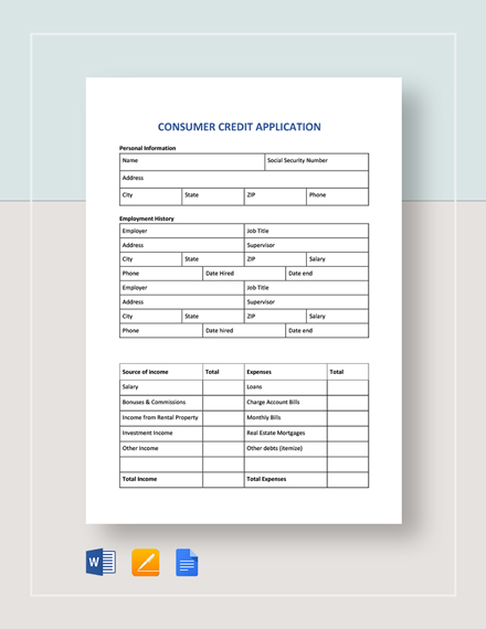 Credit Card Form Template Word