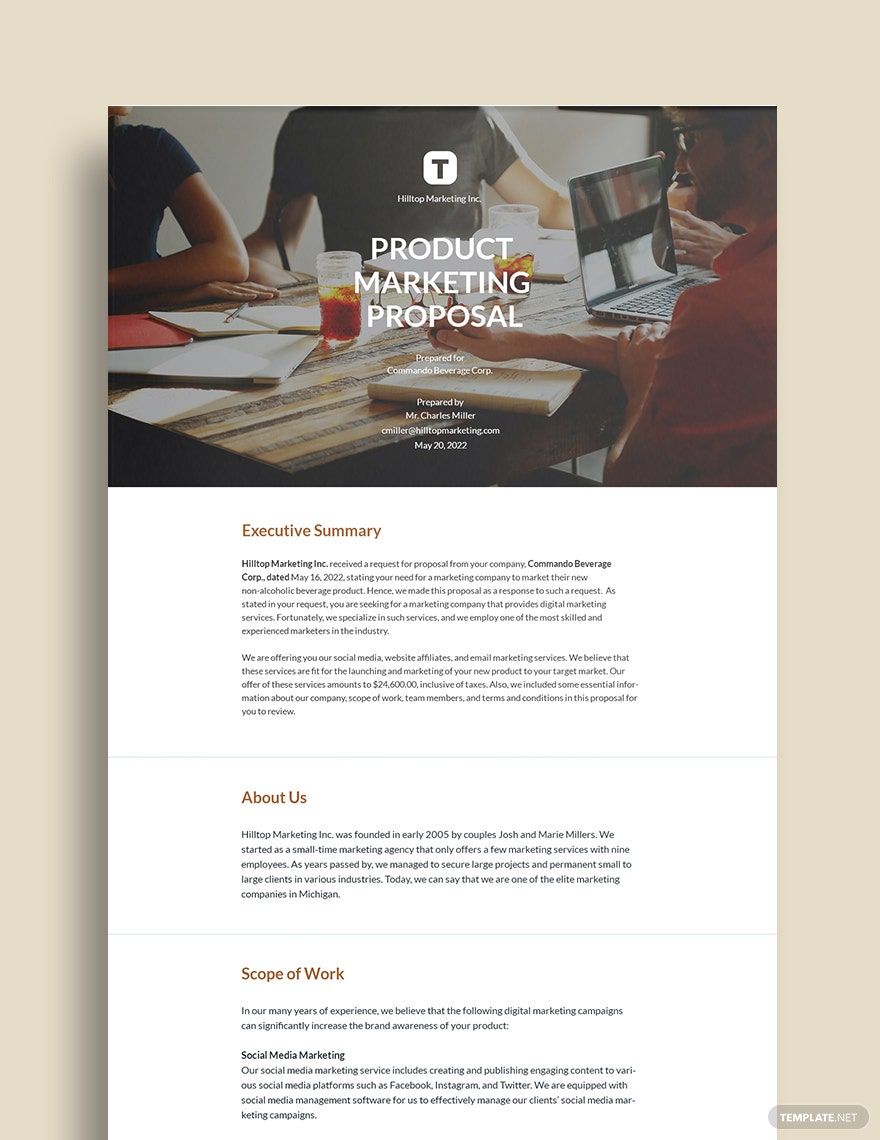 Product Marketing Proposal Template