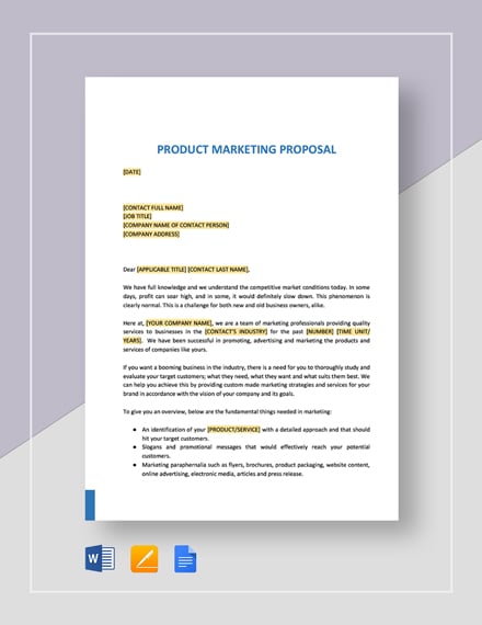 Product Marketing Proposal Template - Word (DOC) | Google ...