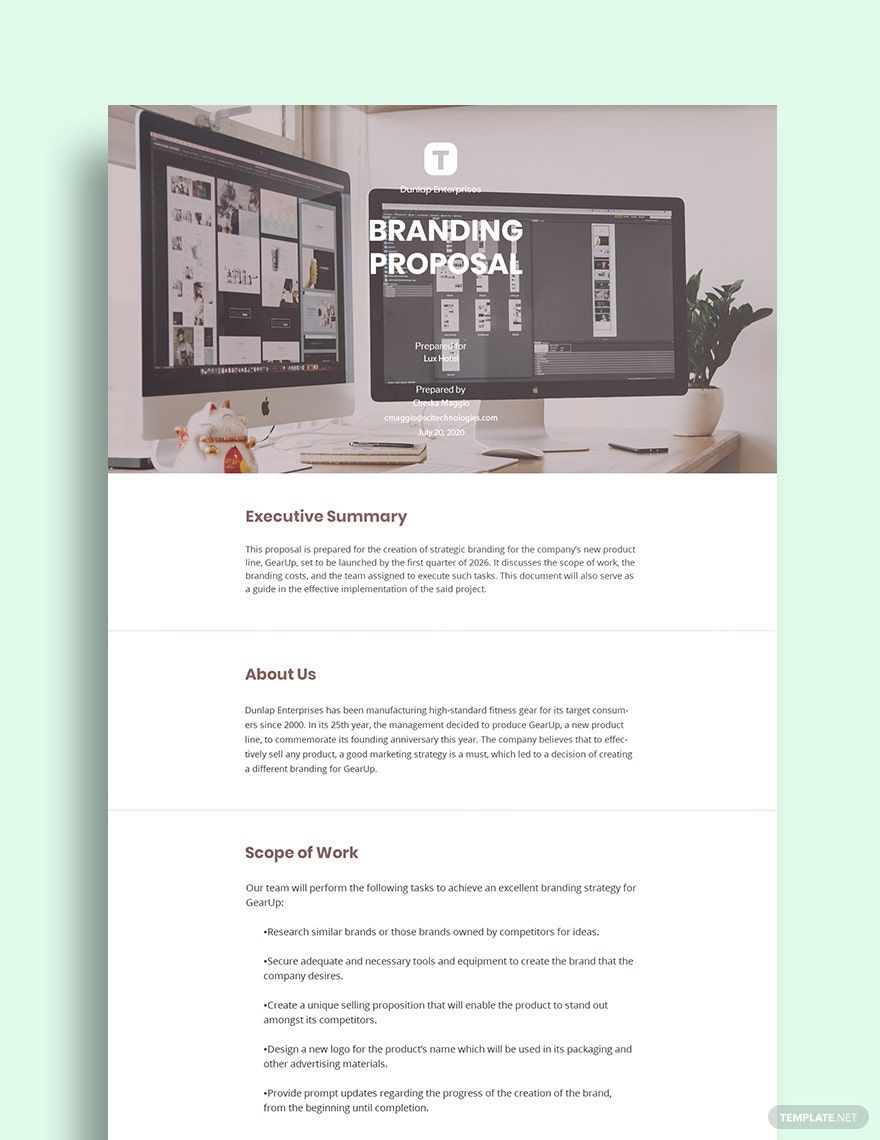 Branding Proposal Template Google Docs, Word, Apple Pages
