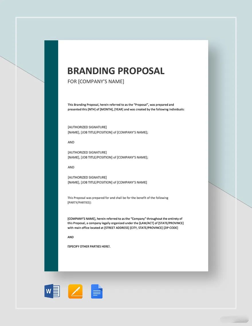 Branding Proposal Template Download in Word, Google Docs, Apple Pages