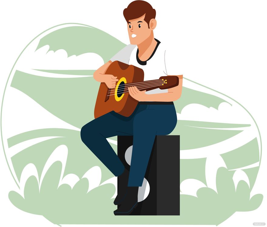 Man Playing Music Vector in Illustrator, EPS, SVG, JPG, PNG