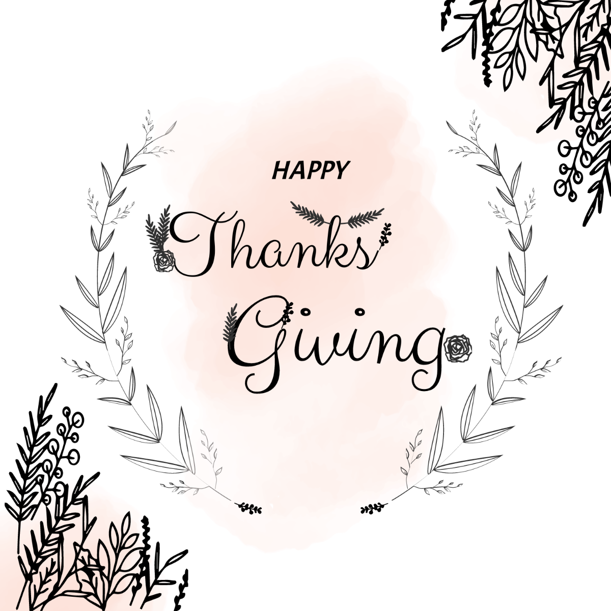 Black and White Happy Thanksgiving Vector Template