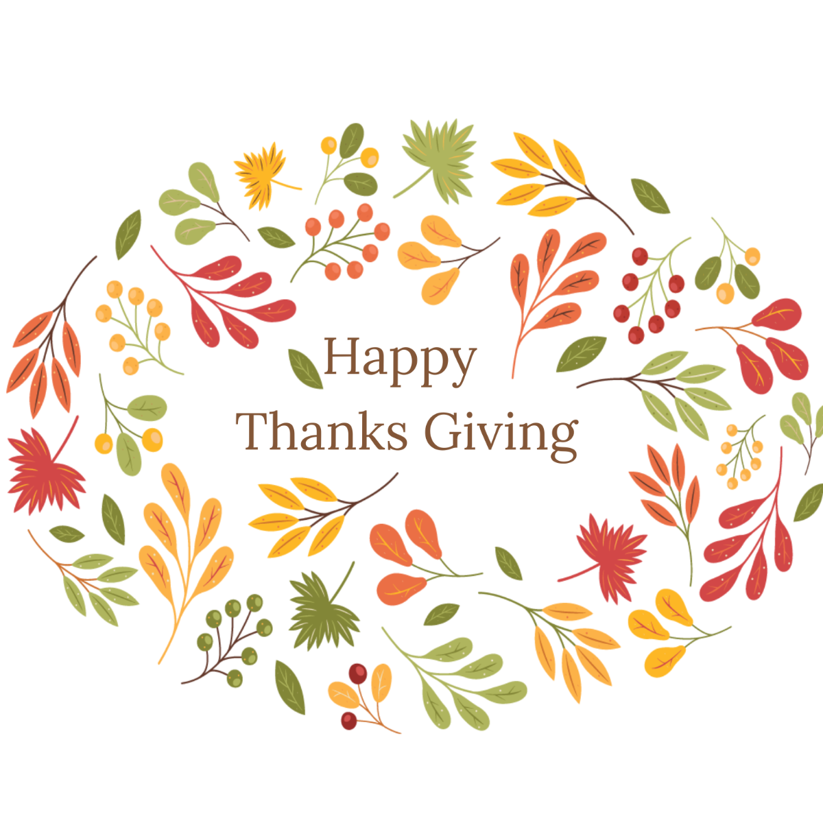 Floral Happy Thanksgiving Vector Template