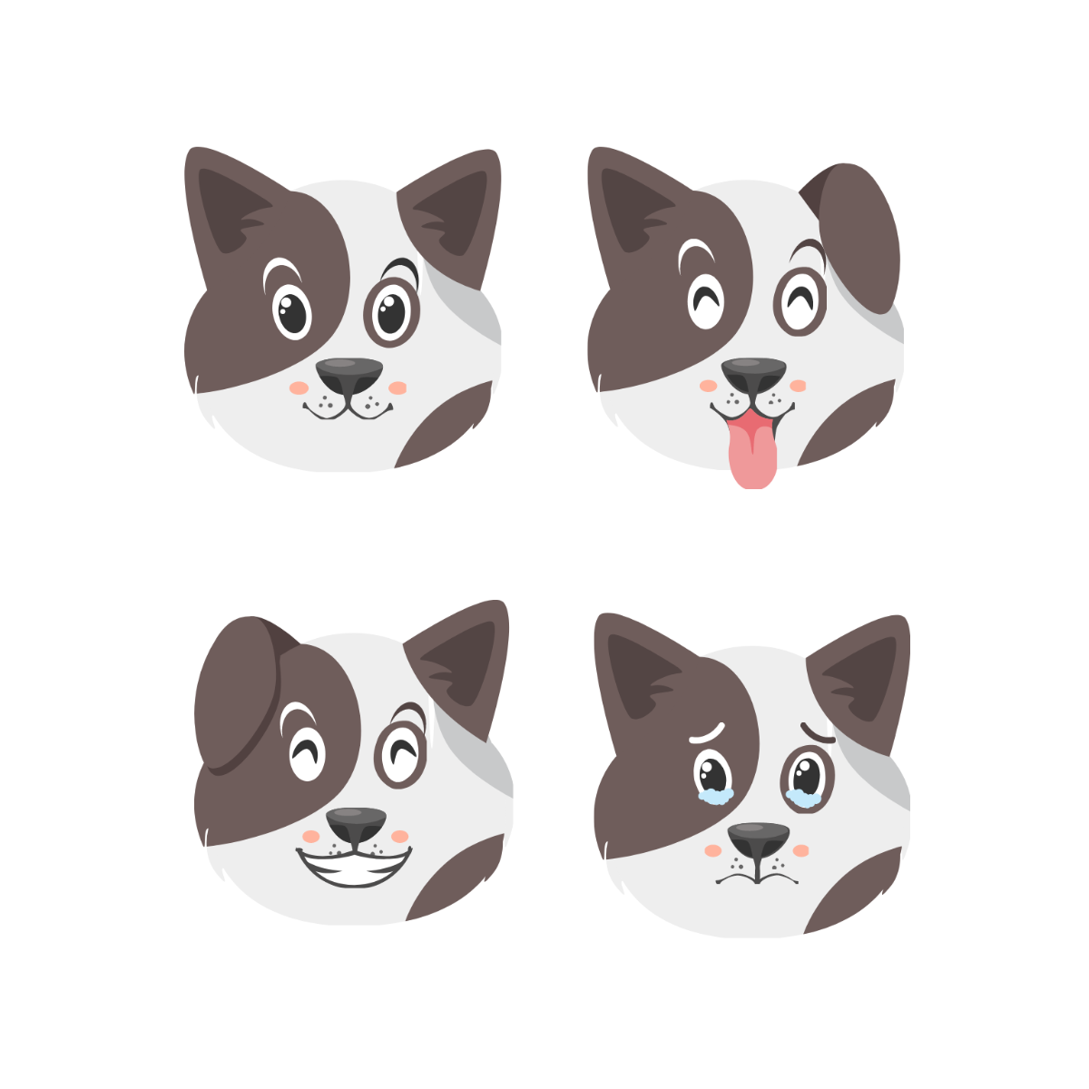 Dog Emoji Vector Template