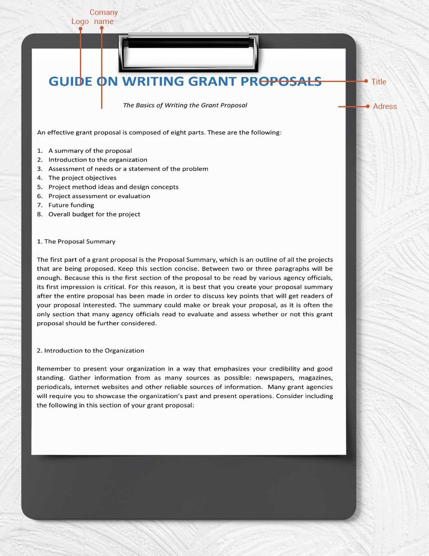 Writing the Grant Proposal Template