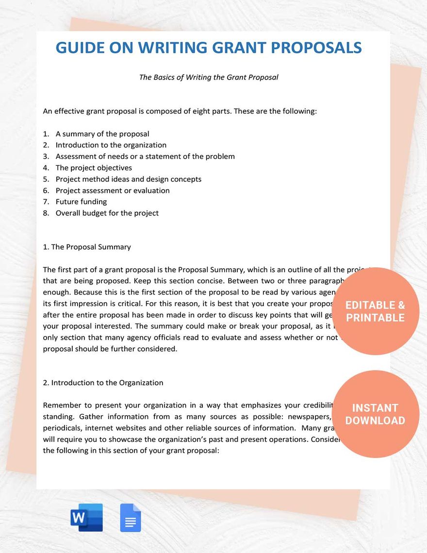 Writing the Grant Proposal Template