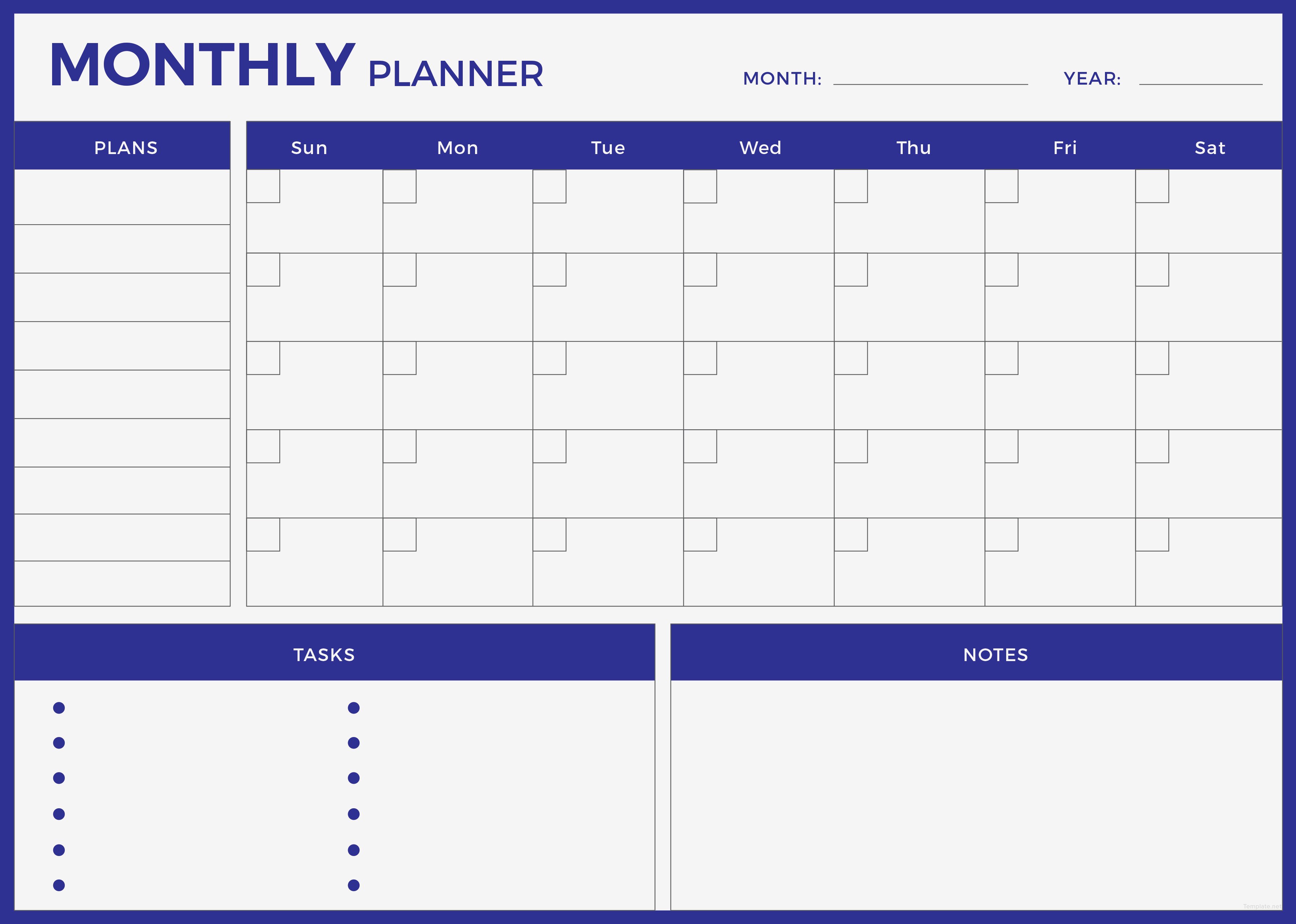 Free Monthly Planner Template in Adobe Adobe Illustrator