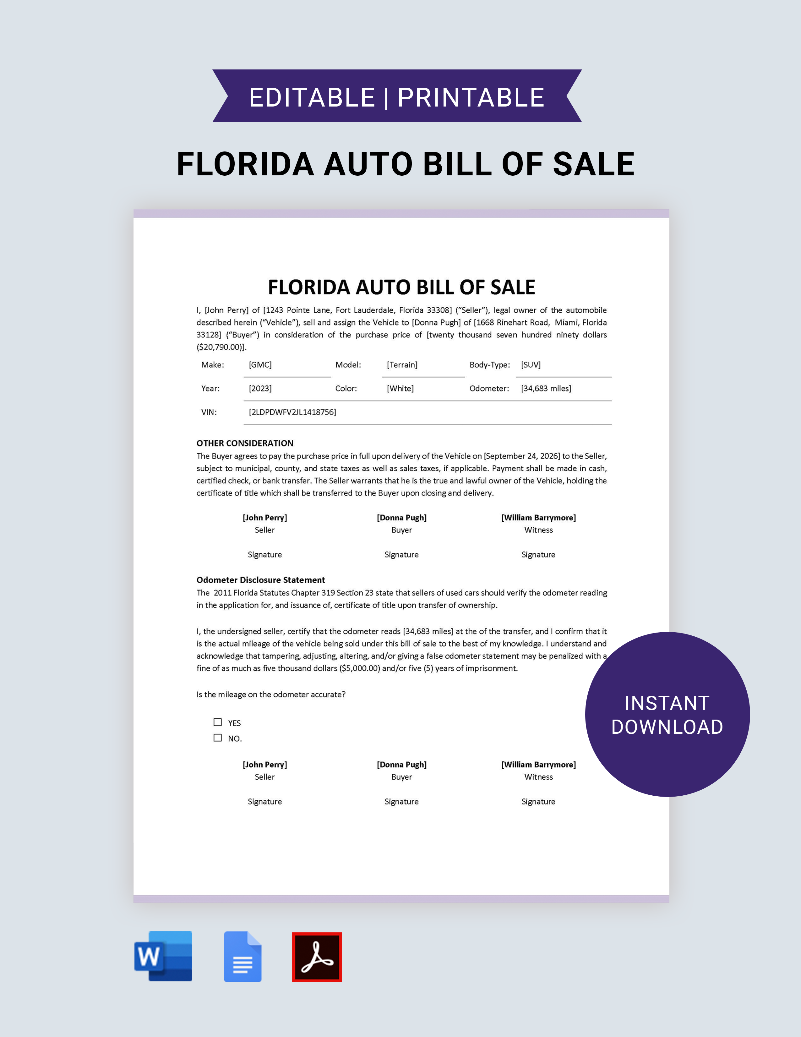 50+ Auto Bill of Sale Templates Free Downloads