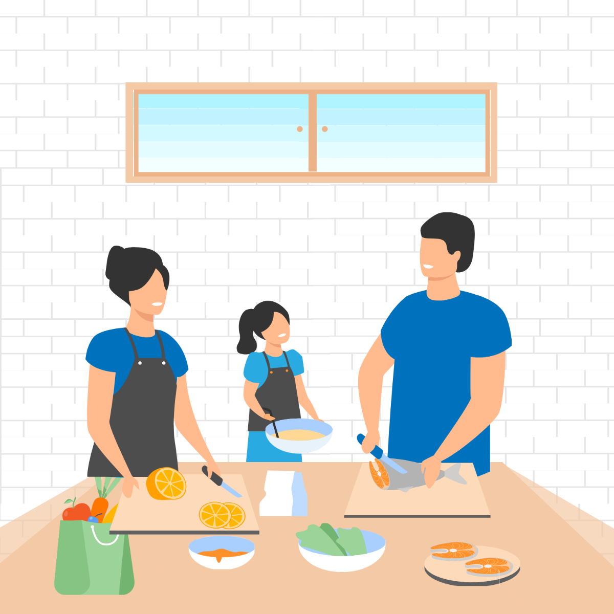 Free Family With Food Vector Template