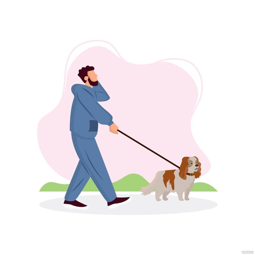 Free Man Walking Dog Vector