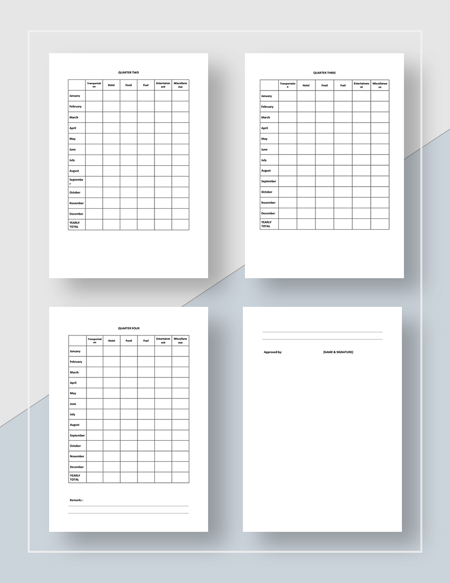 Expense Statement Monthly  Quarterly  Yearly Template