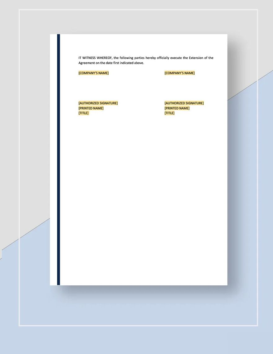 Extension of Agreement Template