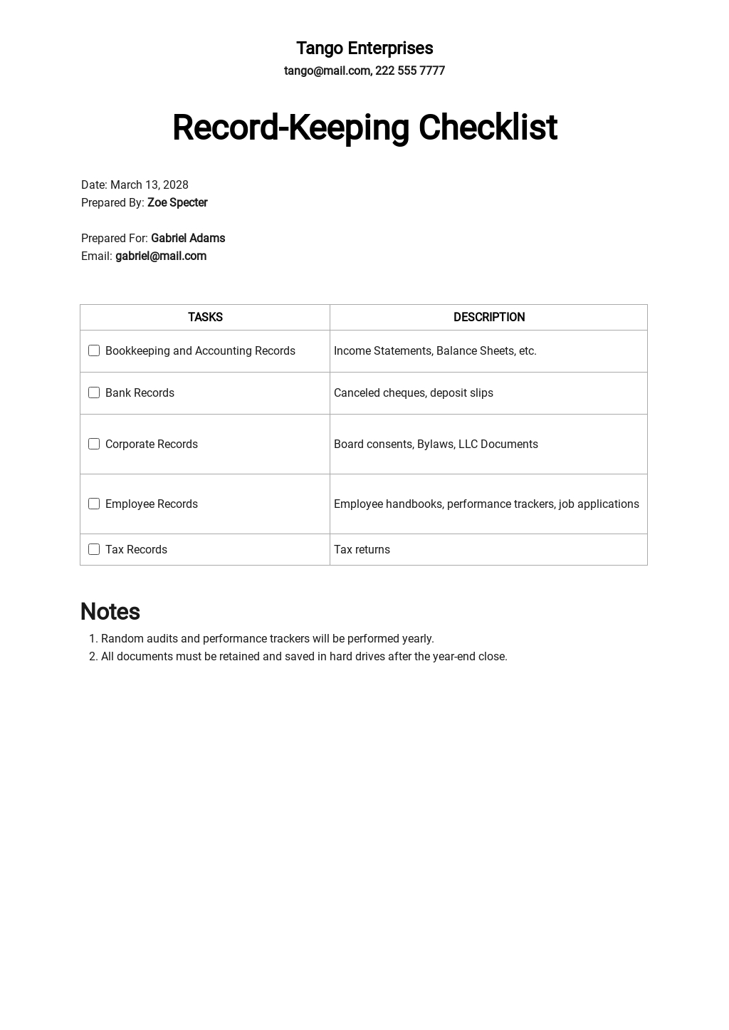 Bookkeeping Templates in Google Docs