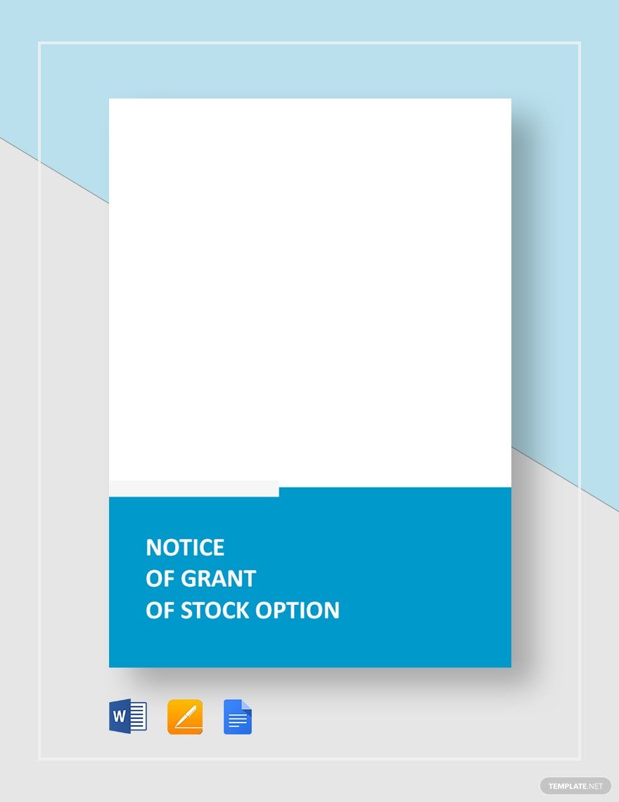 Notice of Grant of Stock Option Template