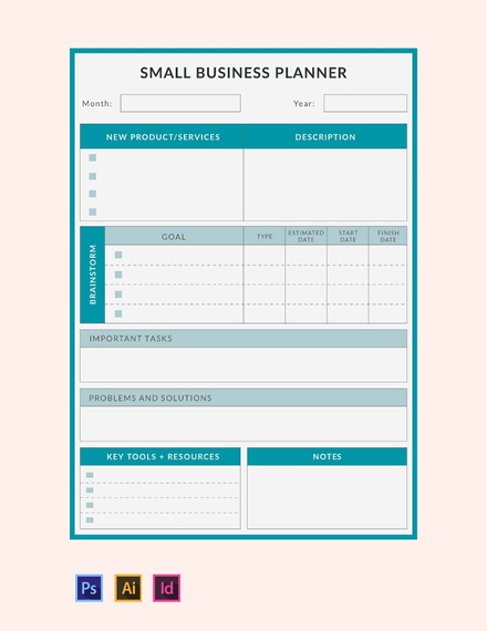 Small Business Planner Template Illustrator InDesign PSD Template